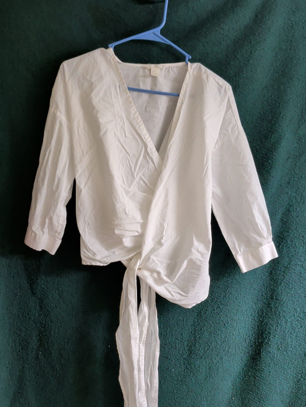 H&M White Wrap Tie Blouse